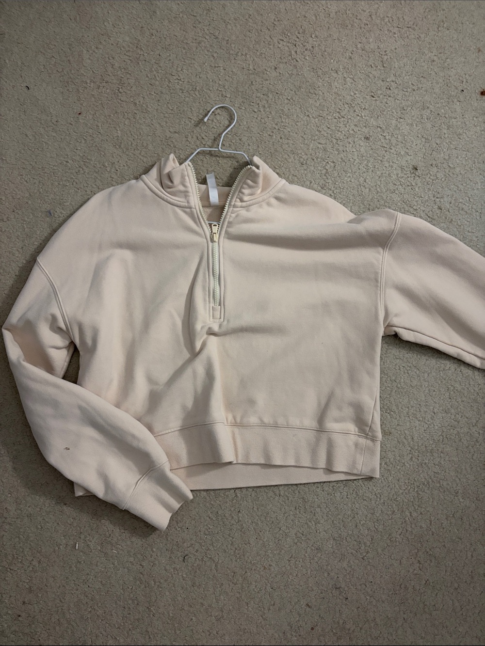 Fabletics Cream Half-Zip Cropped Hoodie